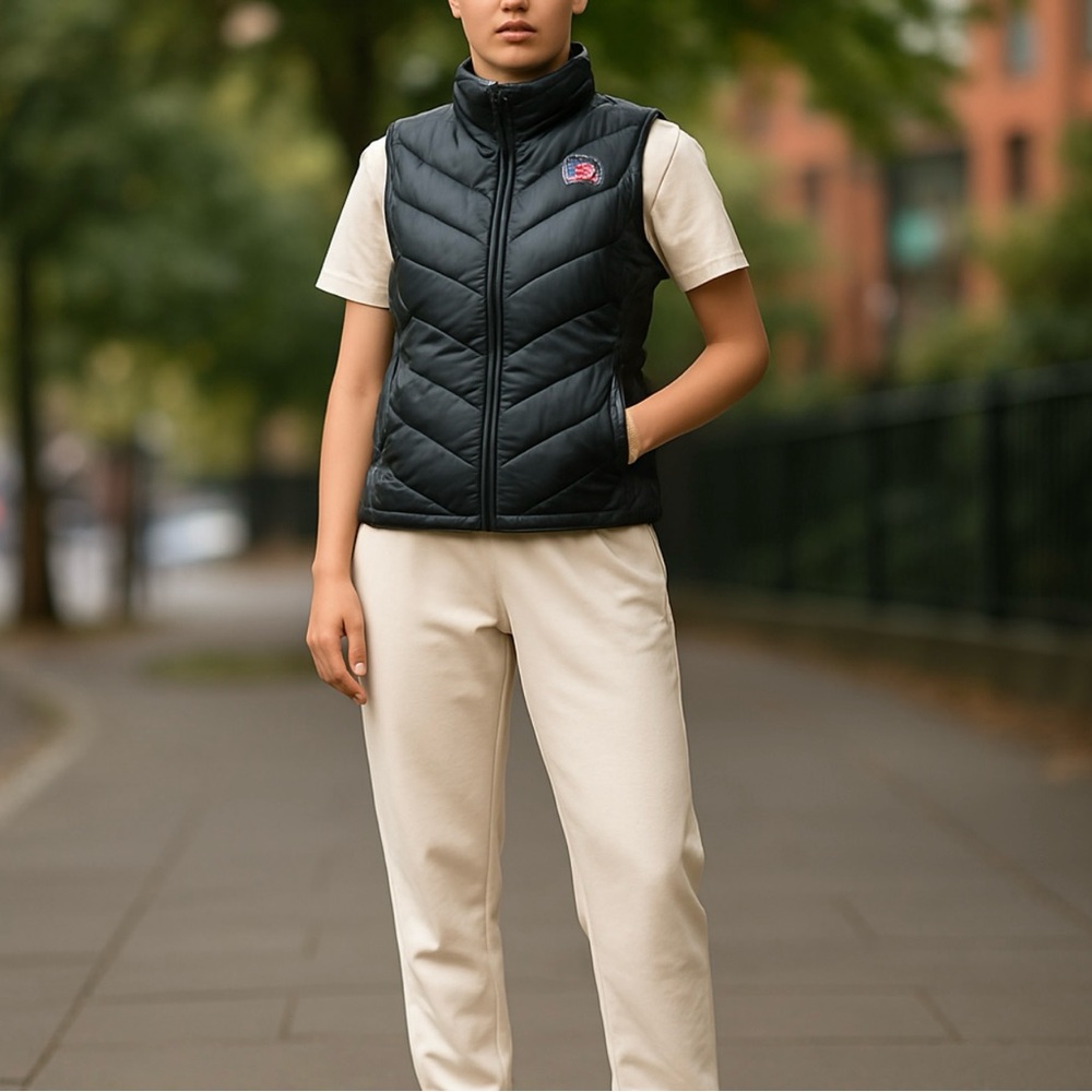 🎀 WOMEN’S North Face Down Puffer Vest Black S Breast Cancer Ribbon
